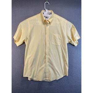 SAVILE ROW Shirt Mens‎ 17  Yellow Button  Up Short Sleeve Pocket Office Dress